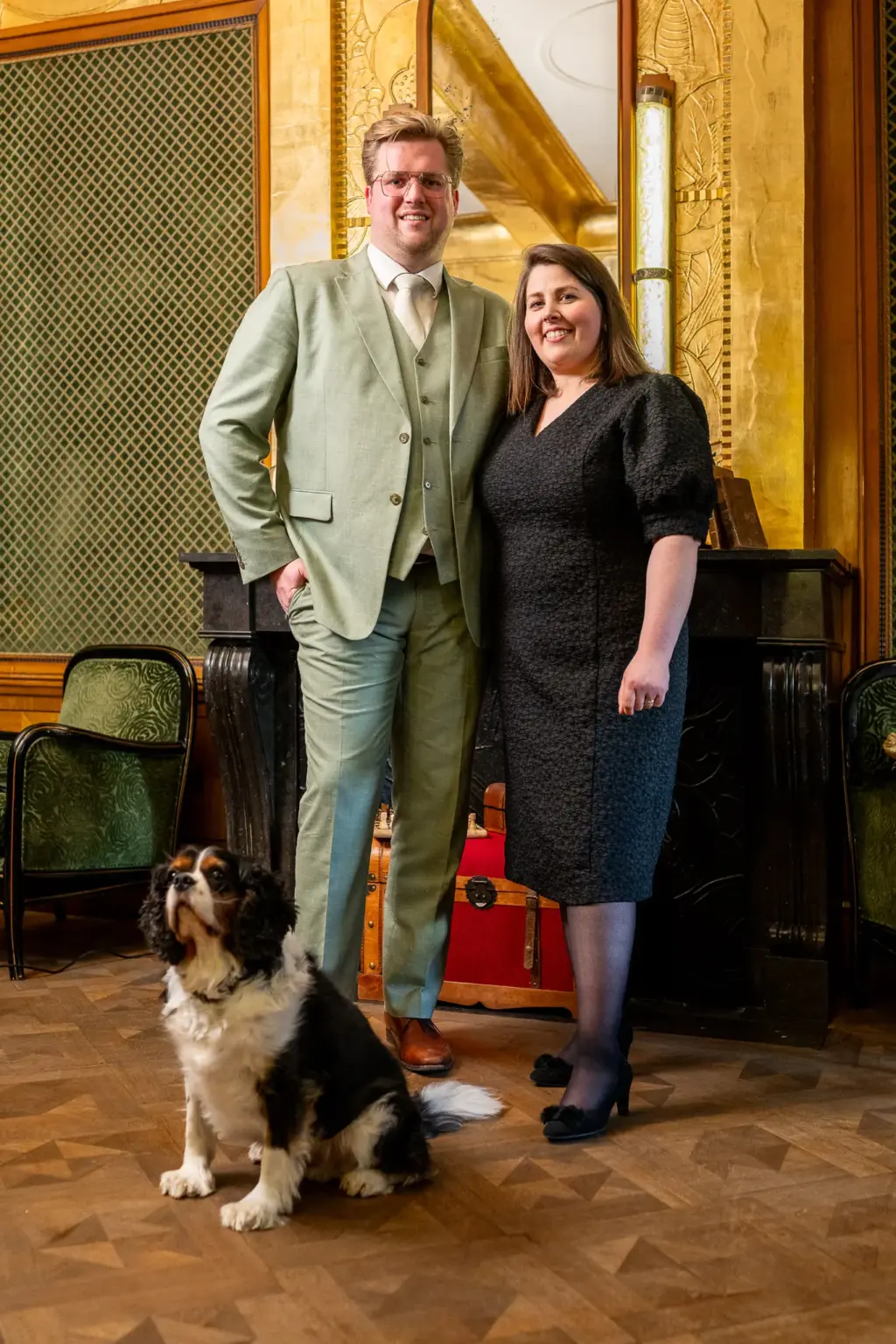 The owners of Hotel de Castillion, Joachim, Delphine and their dog Jack
