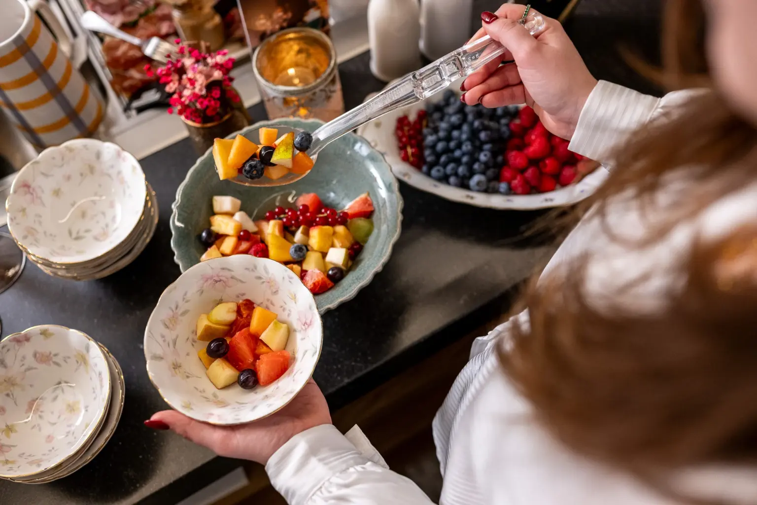 Fruitsalade op het ontbijt van Hotel de Castillion